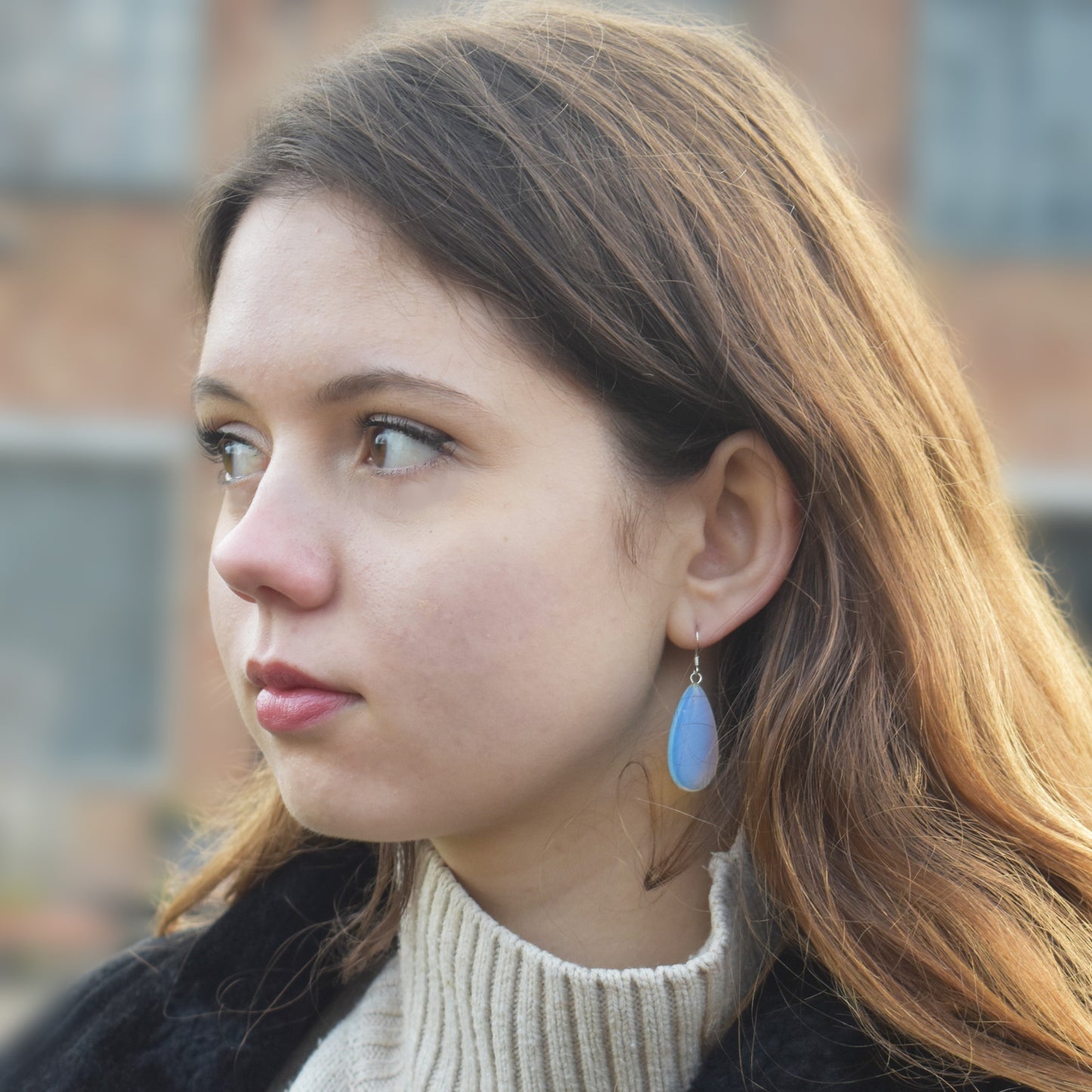 Sea Glass Opal Sterling Silver Earrings, Minimalist Earrings, Bloom Collection | by nlanlaVictory-4