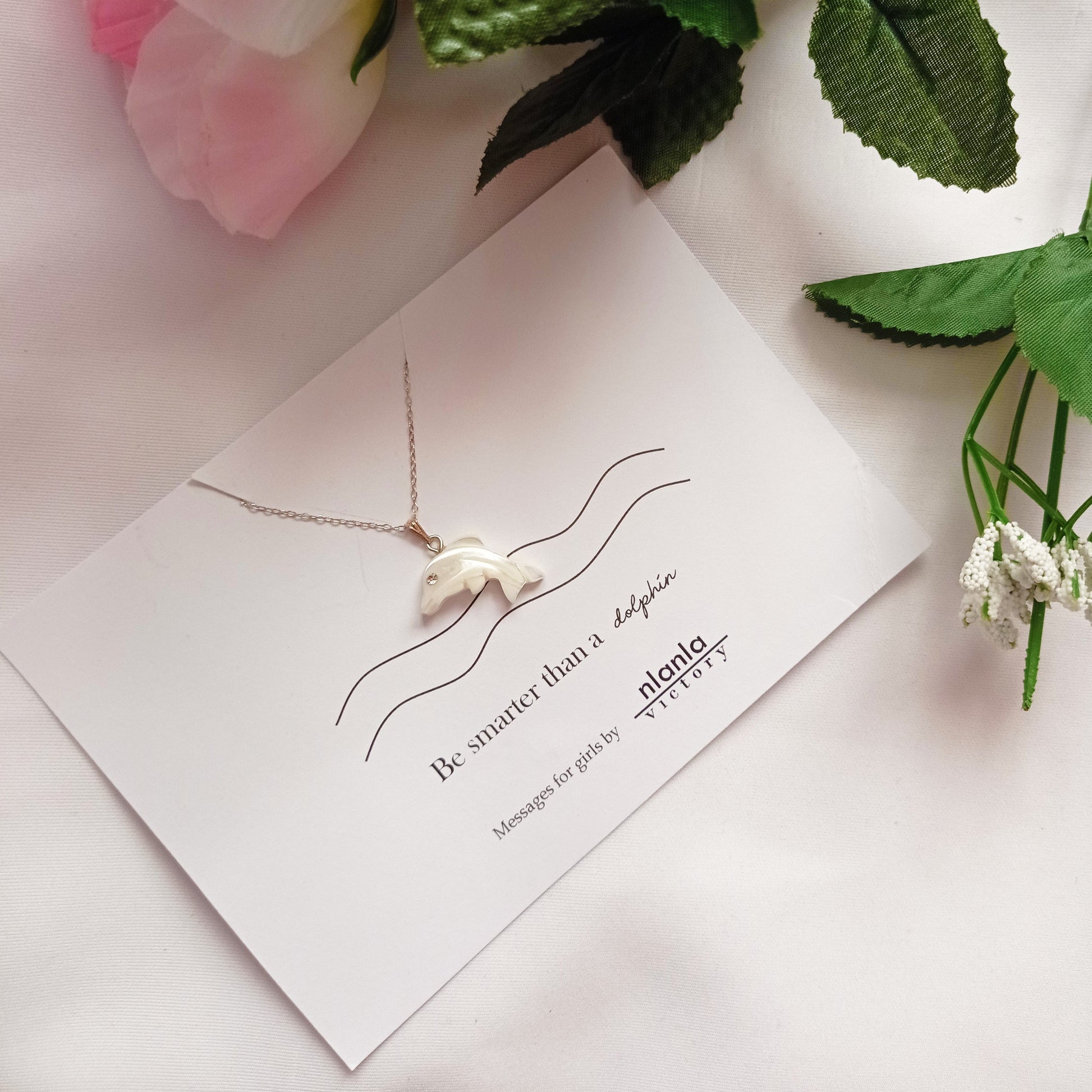 Dolphin necklace on 18 inch Sterling Silver Chain, Be Smarter Than A Dolphin Message, Personalised Gift, Affirmation Necklace, Affirmation Gift, Unique Gift Idea | by nlanlaVictory-0